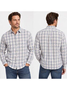 Banana Republic Shirt Men's XL Blue Untucked Fit Wrinkle Resistant Long Sleeve